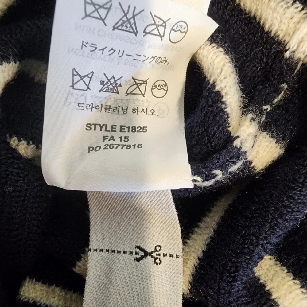 J.Crew Merino Wool Sweater Womens Medium Navy White Jewel Embellishment Preppy‎